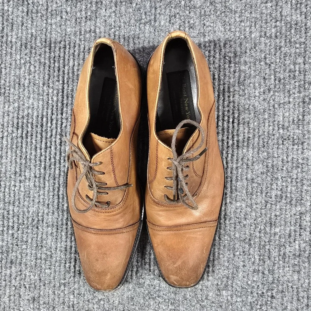 To Boot New York Shoes Mens Size 9 Brown Leather Cap Toe Oxford Dress Made Italy